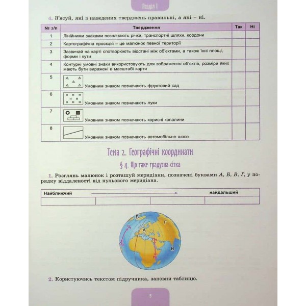 Географія. Робочий зошит та діагностичні роботи. 7 клас Географія. Робочий зошит та діагностичні роботи. 7 клас