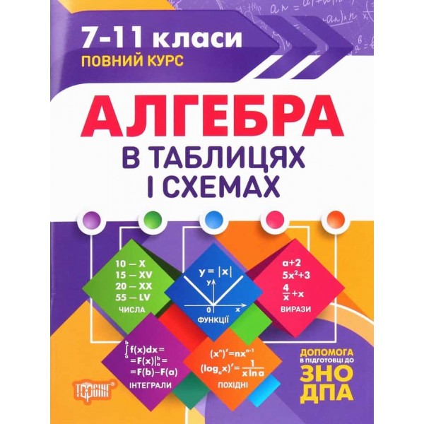 Алгебра в таблицях і схемах. 7-11 класи. Допомога у підготовці до ДПА, ЗНО Алгебра в таблицях і схемах. 7-11 класи. Допомога у підготовці до ДПА, ЗНО