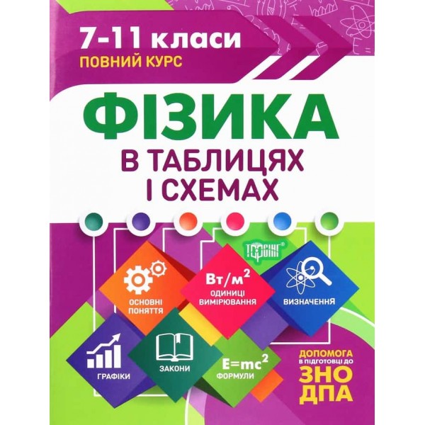 Фізика в таблицях і схемах. 7-11 класи. Допомога у підготовці до ДПА, ЗНО Фізика в таблицях і схемах. 7-11 класи. Допомога у підготовці до ДПА, ЗНО