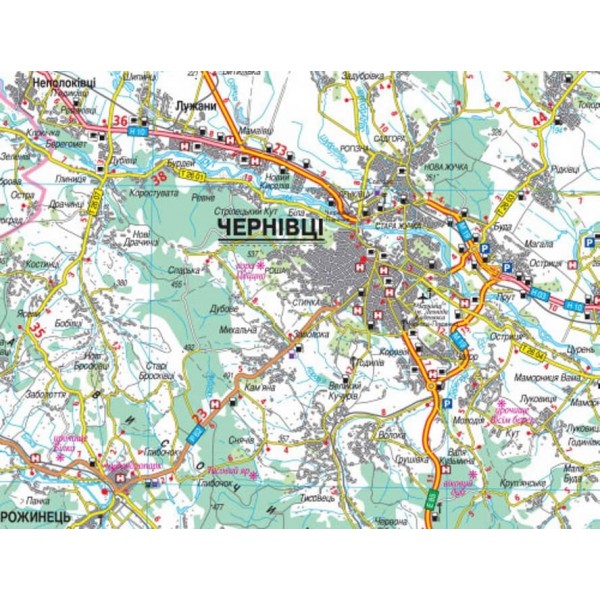 Карта автошляхів. Чернівецька область, М 1:250 000