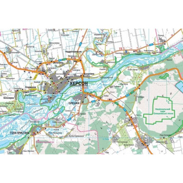 Карта автошляхів. Херсонська область, М 1:250 000