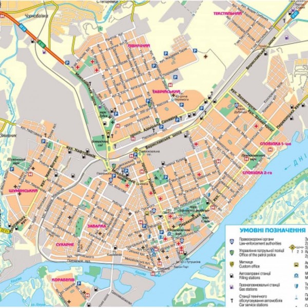 Карта автошляхів. Херсонська область, М 1:250 000