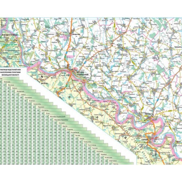 Карта автошляхів. Вінницька область, М 1:250 000