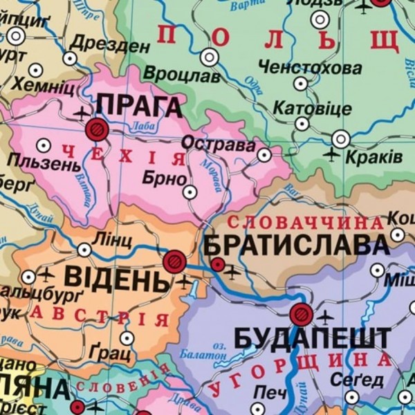 Європа. Політична карта, М 1:5 000 000 (ламінована на планках)