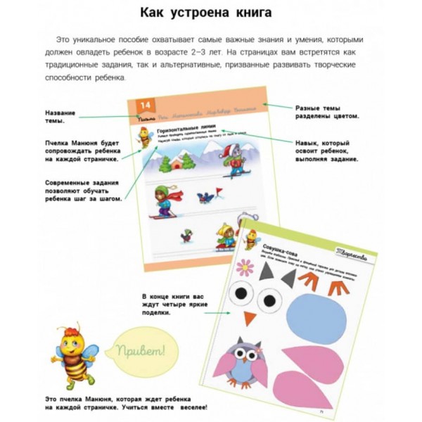 Розвивалочка з бджілкою Манюнею. 2-3 роки + 61 наліпка (російською мовою)