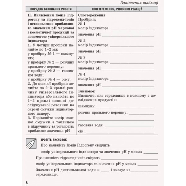 Хімія. 9 клас. Зошит для лабораторних дослідів і практичних робіт (українською мовою)